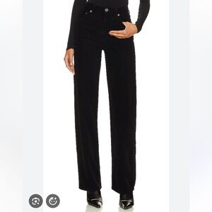 AGOLDE Harper Mid Rise Wide Straight in Black Corduroy